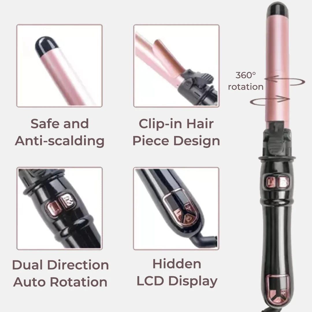 Automatic Rotating Curling Iron – Dual Direction & LED Display