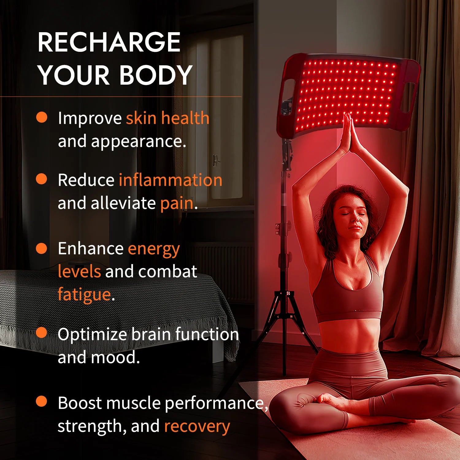 Red & Infrared Light Therapy Panel with Adjustable Stand