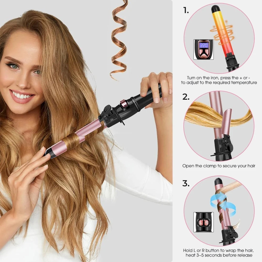Automatic Rotating Curling Iron – Dual Direction & LED Display