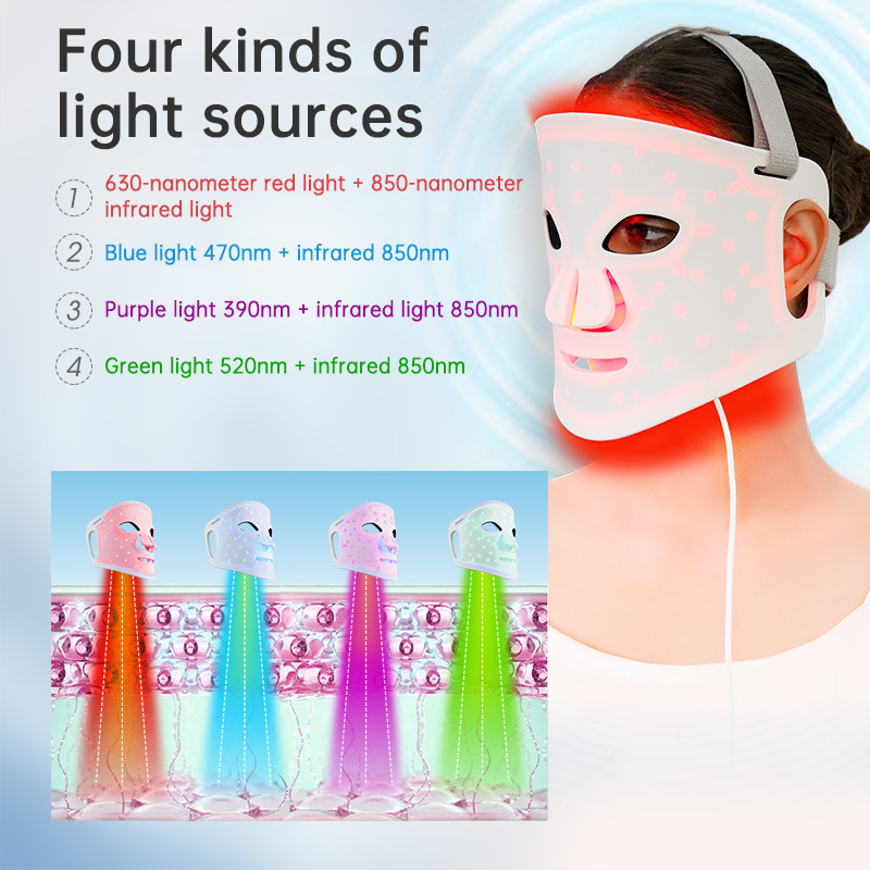 LED Light Therapy Mask for Full-Face & Neck Rejuvenation with 7-Color Skincare