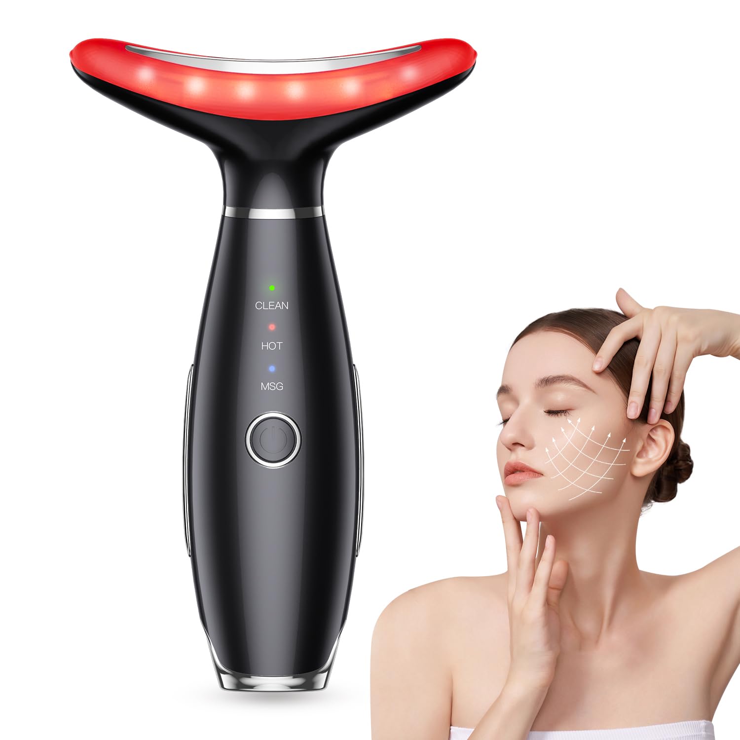 7-in-1 Face & Neck Sculpting Massager with Red Light & Vibration Therapy