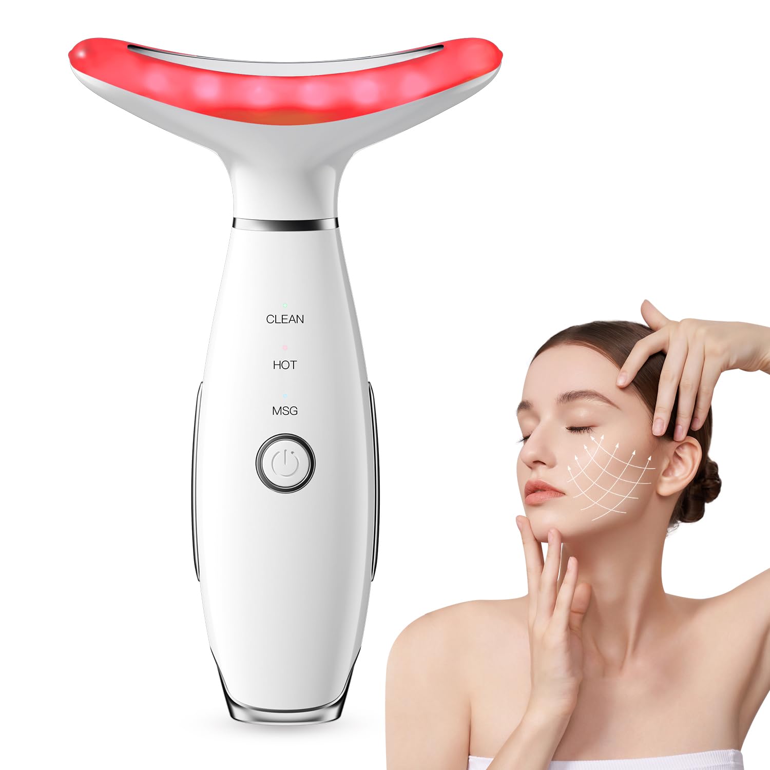 7-in-1 Face & Neck Sculpting Massager with Red Light & Vibration Therapy