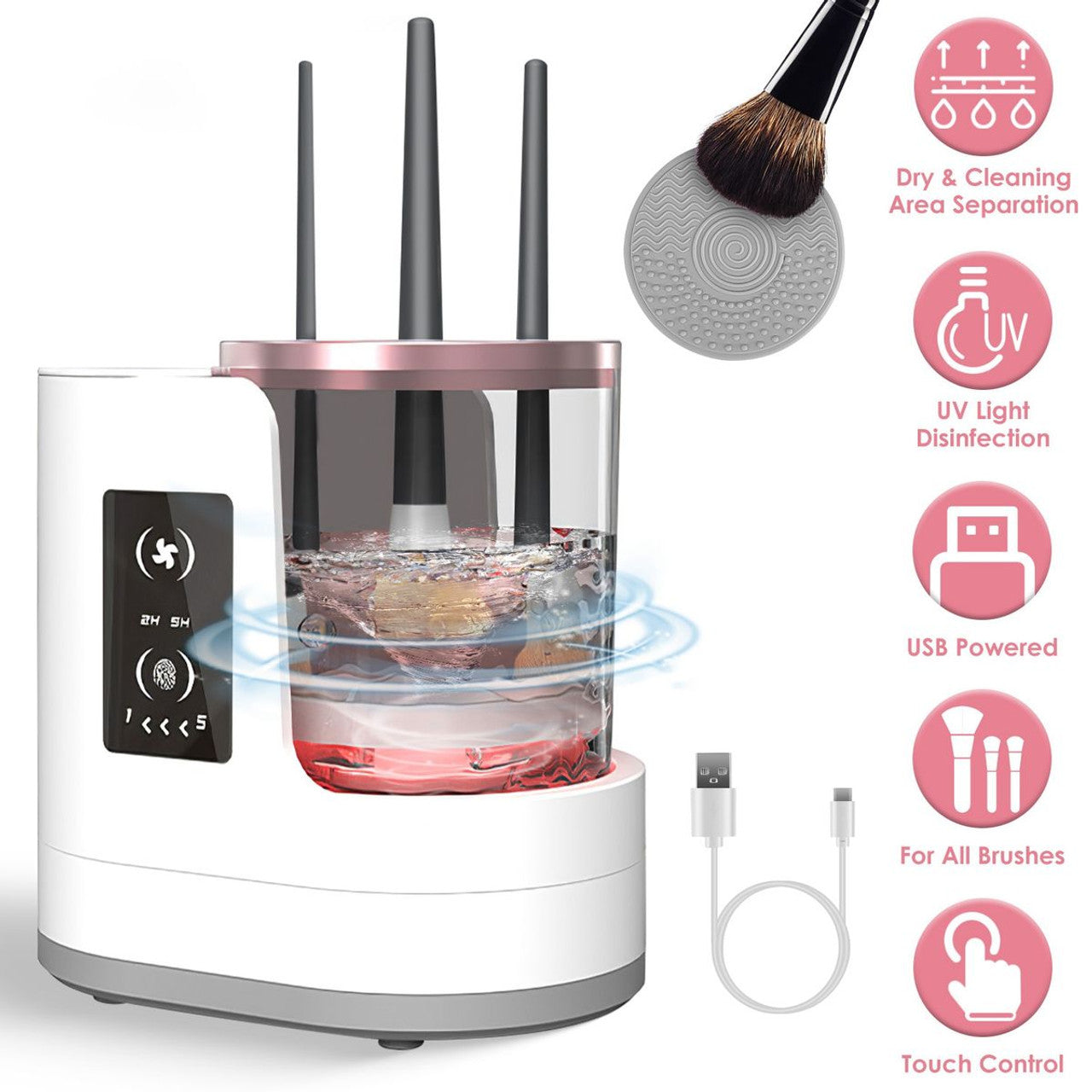 3-in-1 Electric Makeup Brush Cleaner & Dryer – Automatic, USB Rechargeable