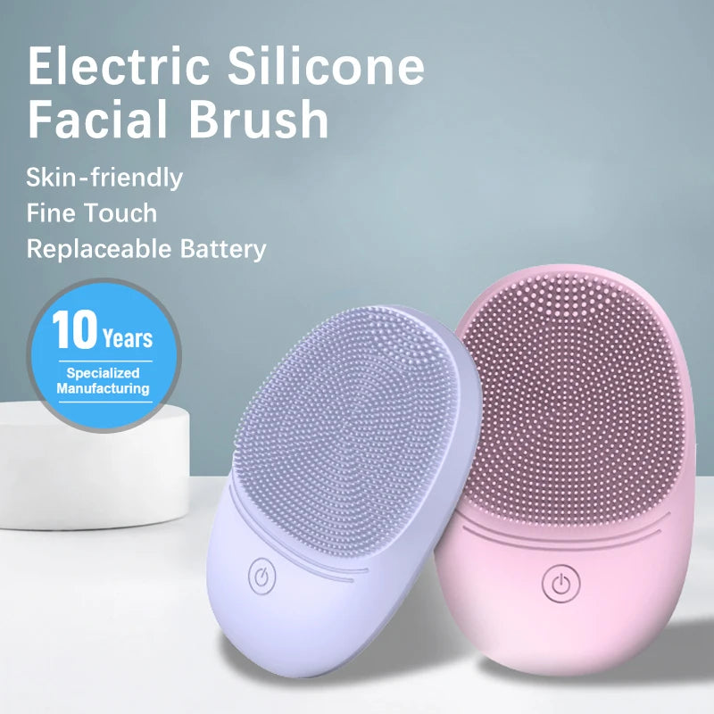 Electric Silicone Facial Cleansing Brush – Sonic Vibration for Deep Cleaning
