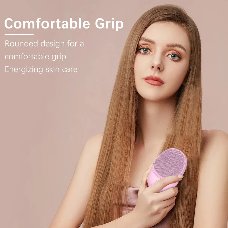 Electric Silicone Facial Cleansing Brush – Sonic Vibration for Deep Cleaning