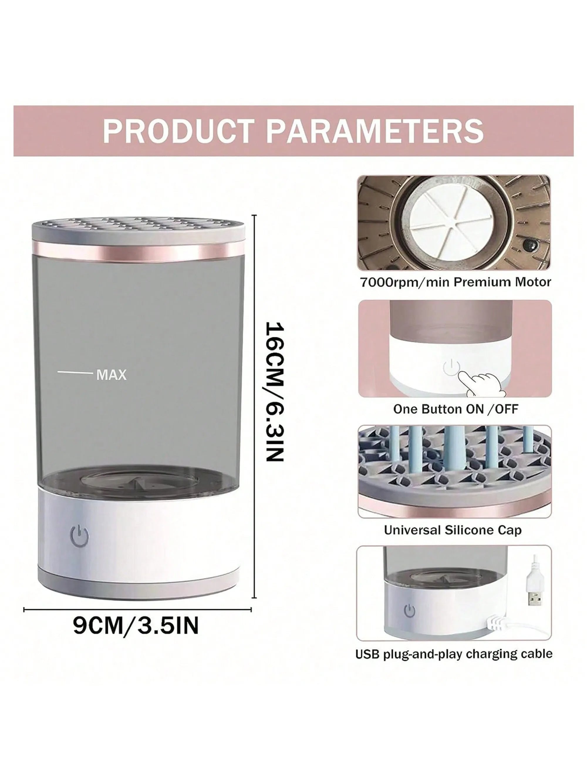 Electric Makeup Brush Cleaner Machine – Automatic Spinner for Brushes & Sponges