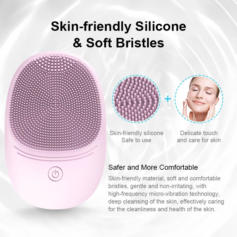 Electric Silicone Facial Cleansing Brush – Sonic Vibration for Deep Cleaning