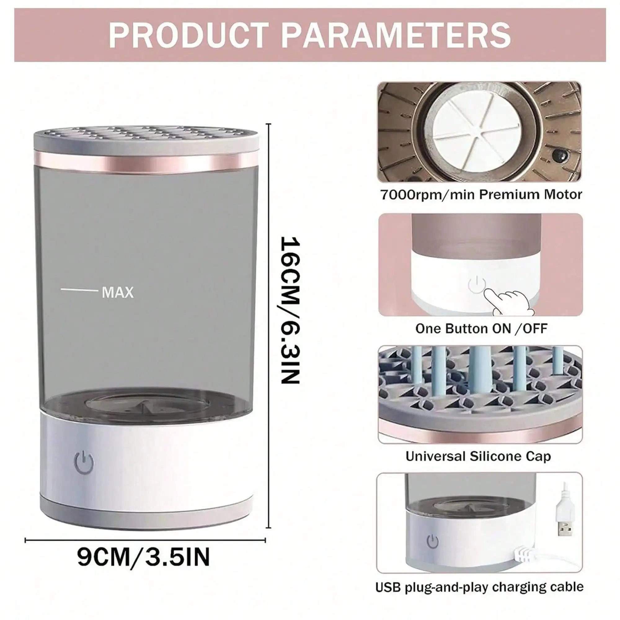 Electric Makeup Brush Cleaner Machine – Automatic Spinner for Brushes & Sponges