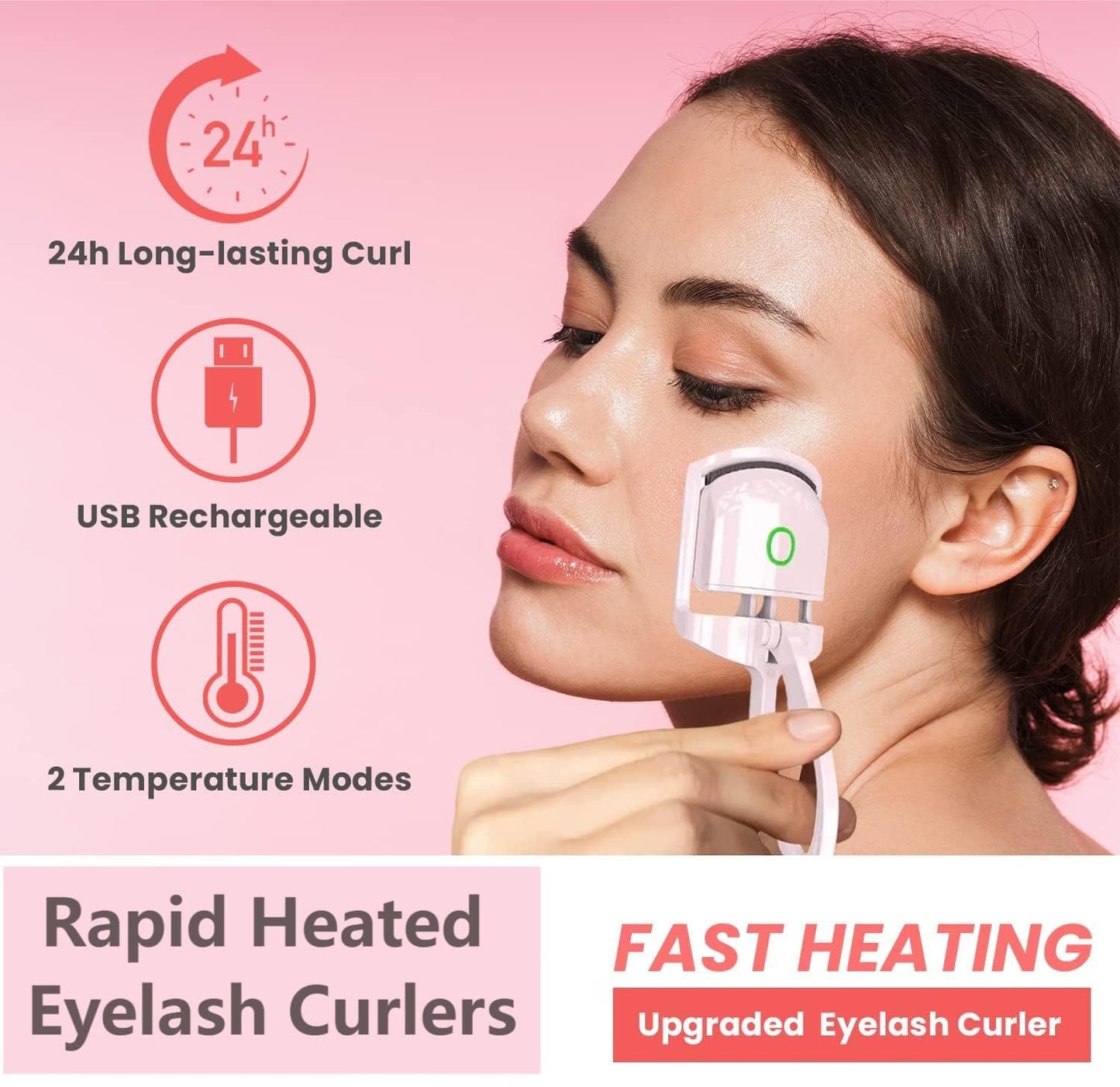 Electric Heated Eyelash Curler – USB Rechargeable, Long-Lasting Curl with Quick Heat