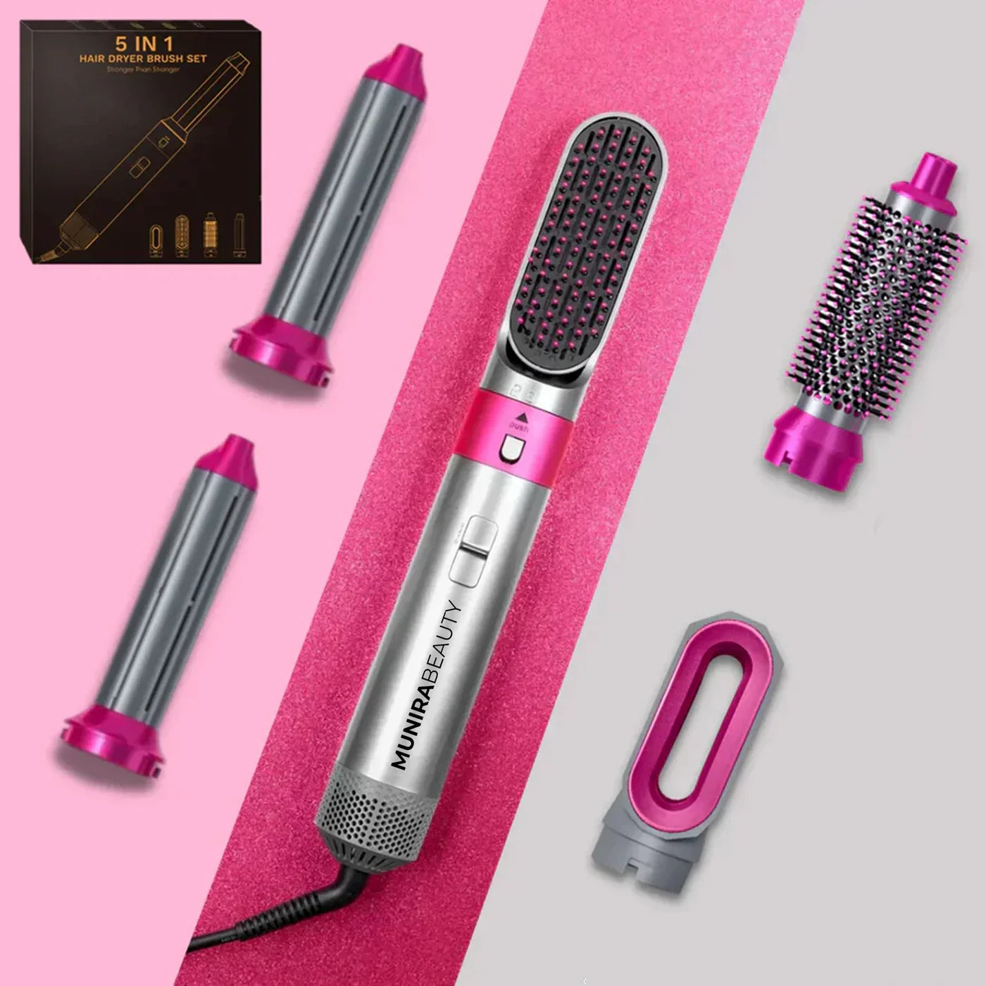 Professional 5-in-1 Hair Styler with Hot Brush & Dryer | All-in-One Solution