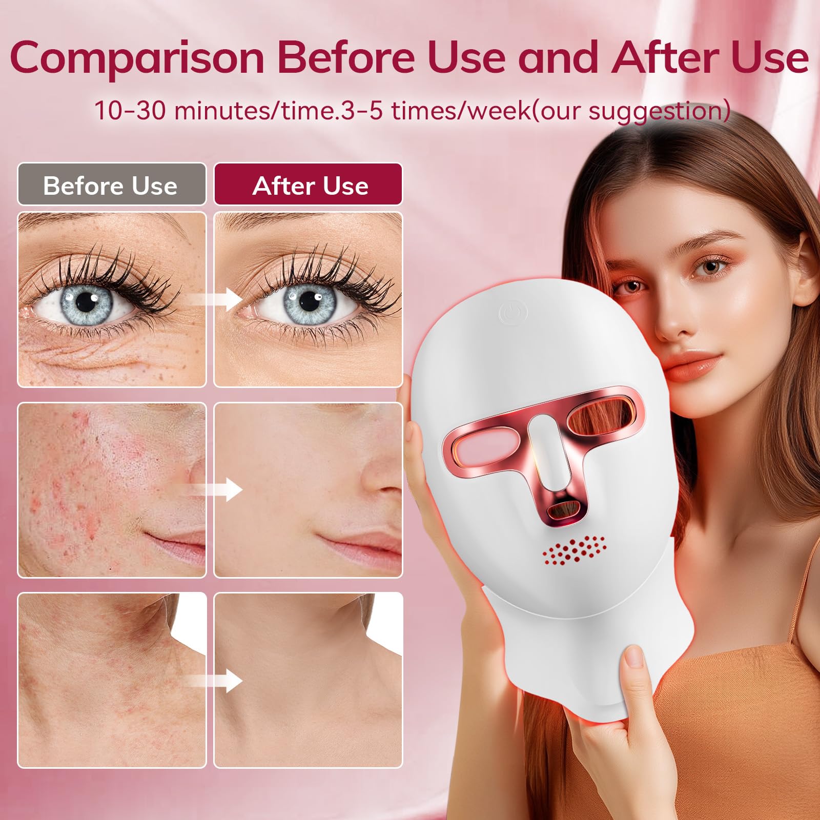 7-Color LED Light Therapy Face Mask – Red & Blue Light, Cordless & Rechargeable