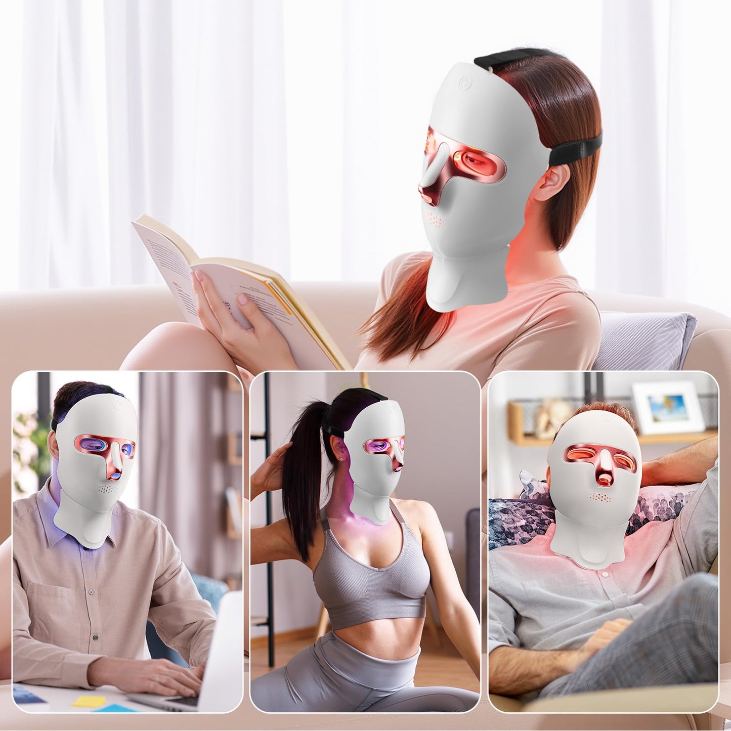 7-Color LED Light Therapy Face Mask – Red & Blue Light, Cordless & Rechargeable