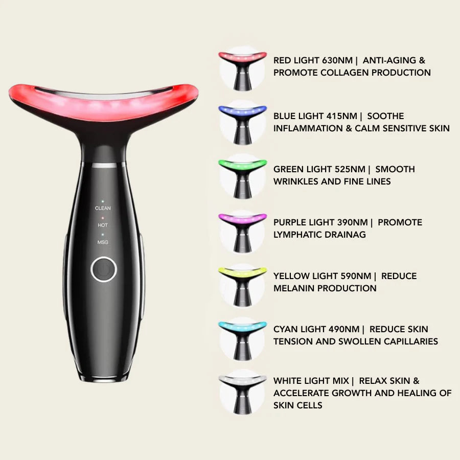 7-in-1 Face & Neck Sculpting Massager with Red Light & Vibration Therapy