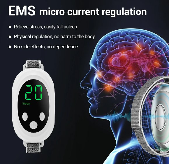 Microcurrent Sleep Aid Device - Handheld with 20 Gears & 2 Modes, USB Rechargeable for Anxiety Relief & Insomnia Improvement