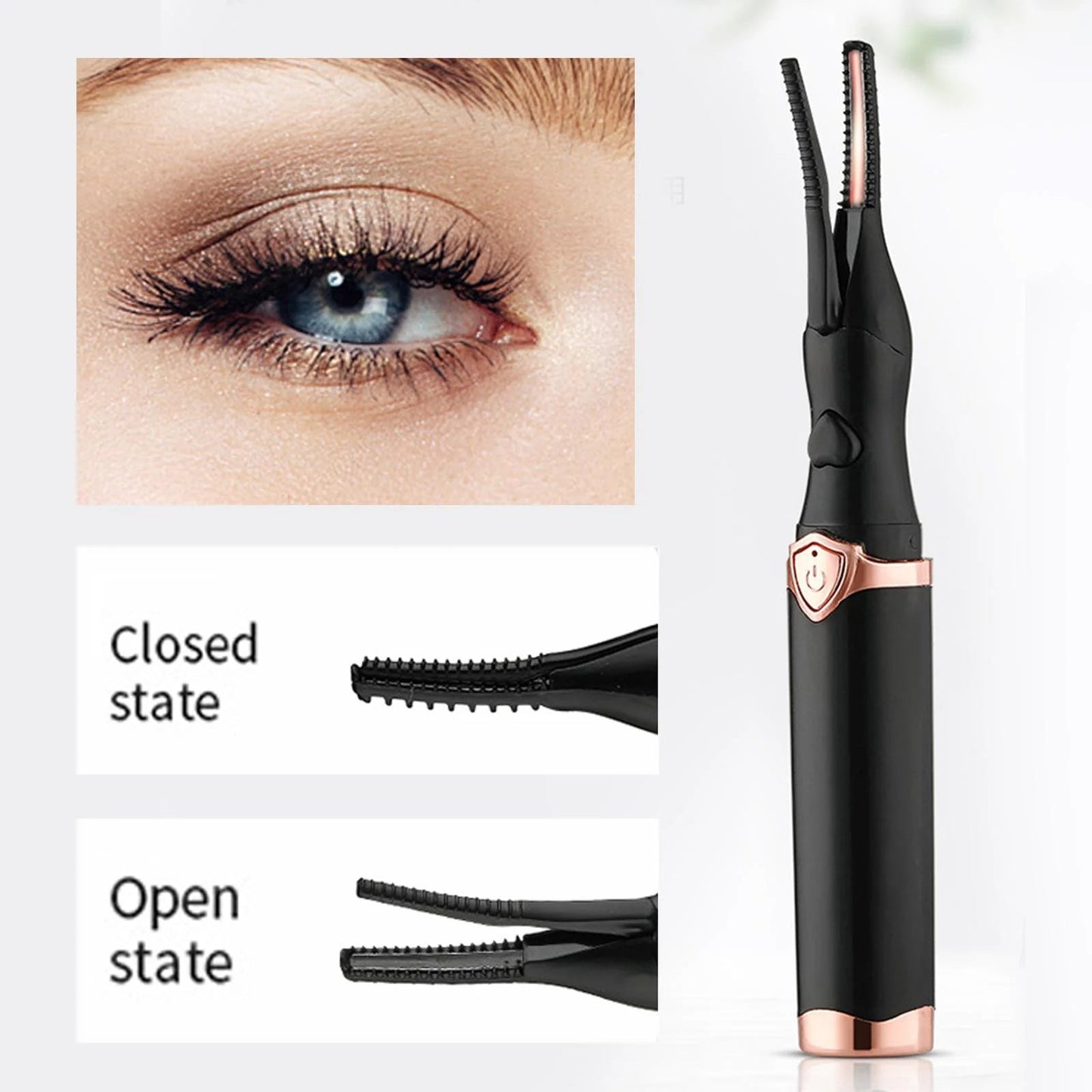 Heated Electric Eyelash Curler – USB Rechargeable, Fast Heating & 24H Long-Lasting Curl