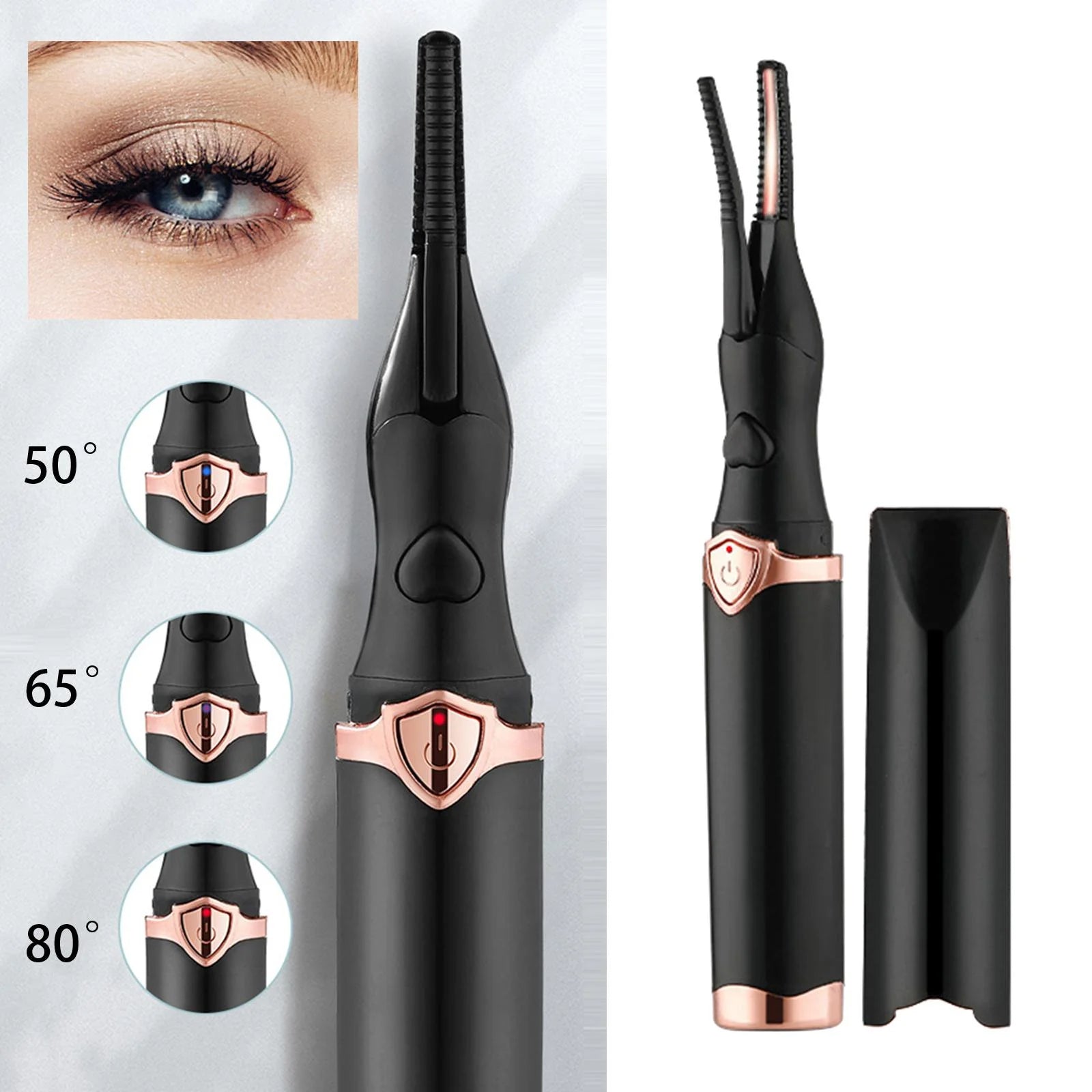 Heated Electric Eyelash Curler – USB Rechargeable, Fast Heating & 24H Long-Lasting Curl