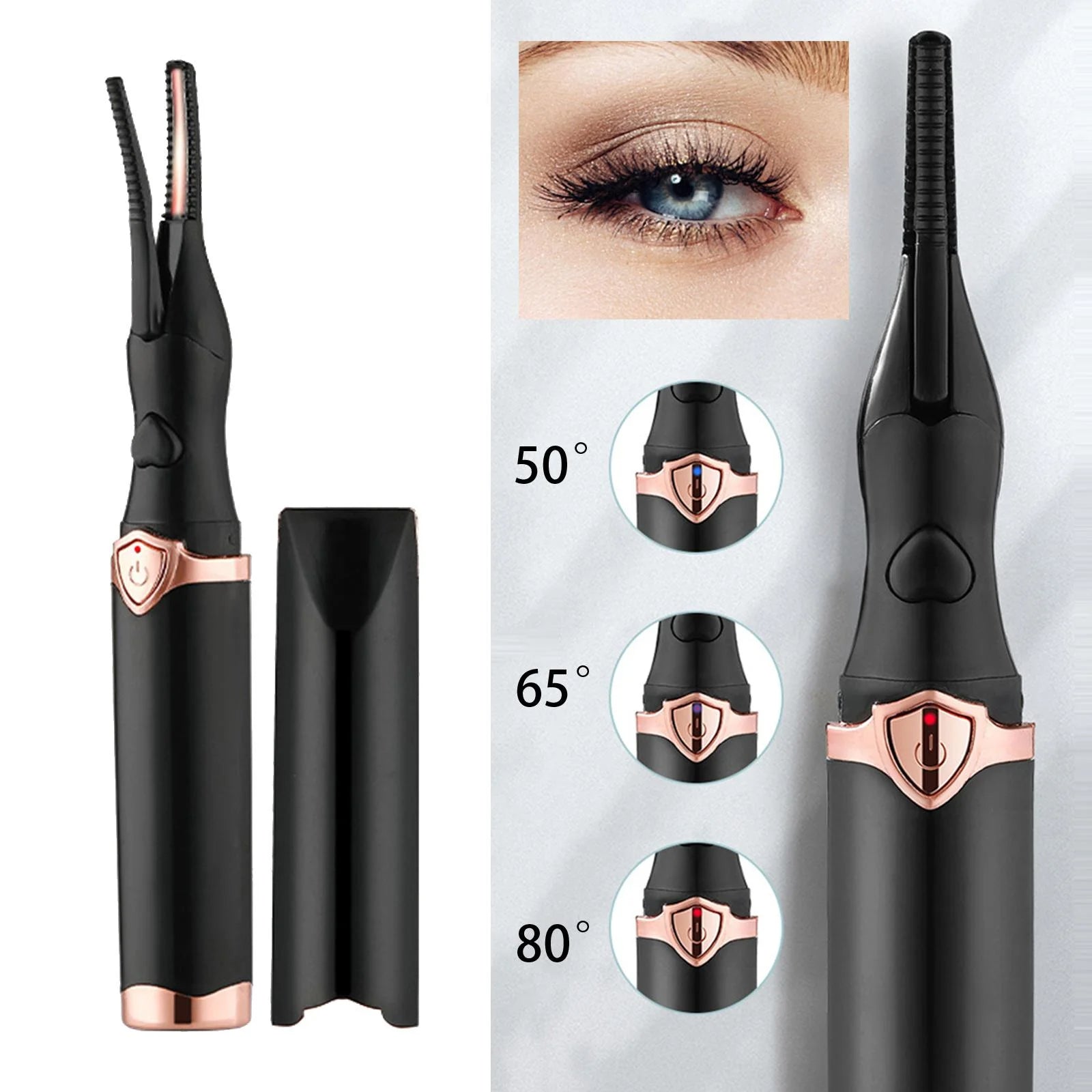 Heated Electric Eyelash Curler – USB Rechargeable, Fast Heating & 24H Long-Lasting Curl