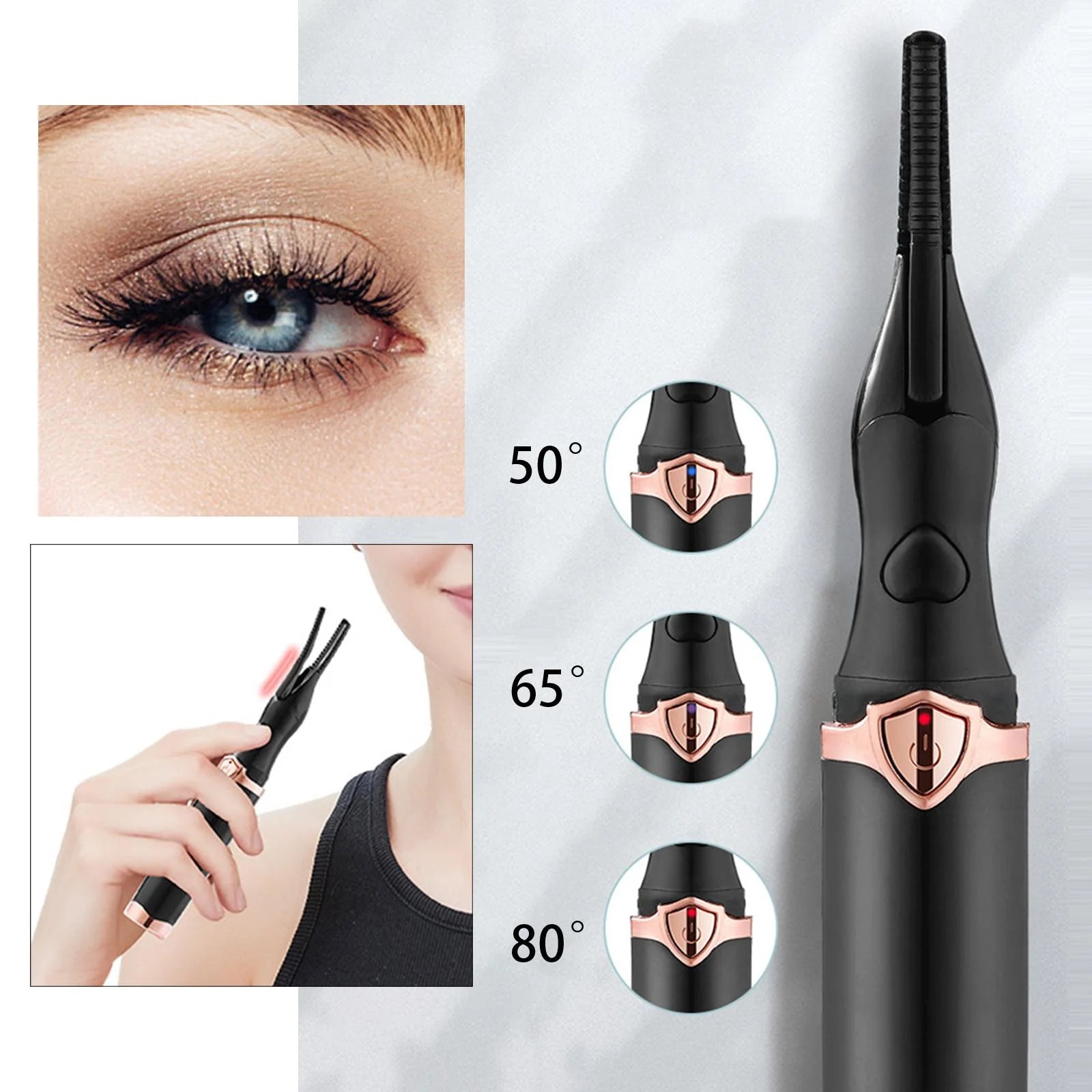 Heated Electric Eyelash Curler – USB Rechargeable, Fast Heating & 24H Long-Lasting Curl