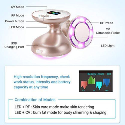Face Skin Care Machine - 8-in-1 Ultrasonic Cavitation & RF Slimming Device
