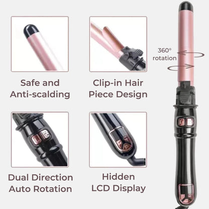 Automatic Rotating Curling Iron – Dual Direction & LED Display