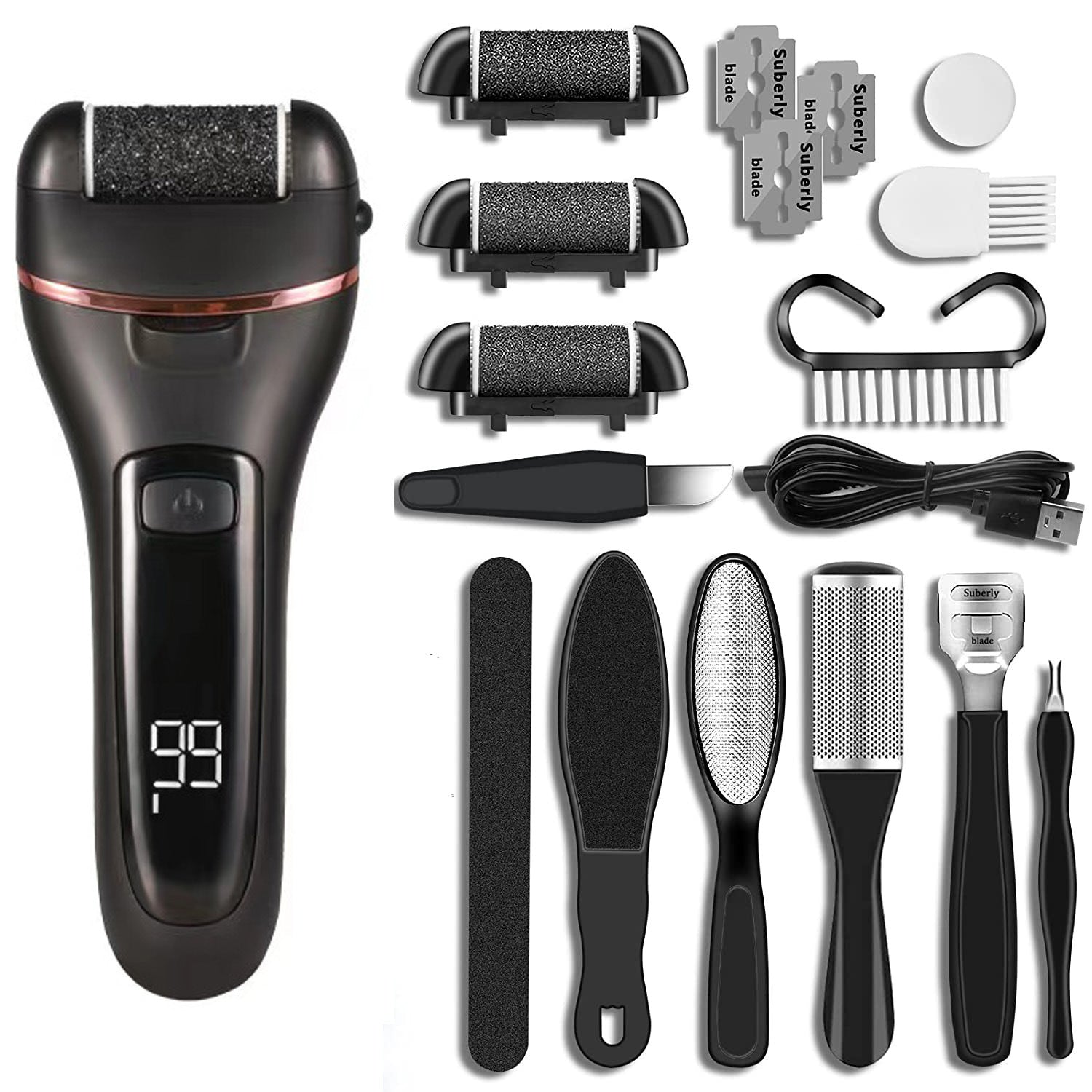 Electric Foot Grinder & 10-in-1 Pedicure Set for Dead Skin & Callus Removal