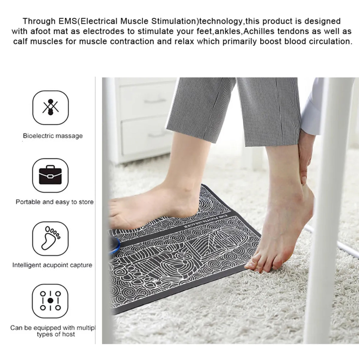 EMS Foot Massager - TENS Machine for Foot Pain Relief - Home Recovery Technology