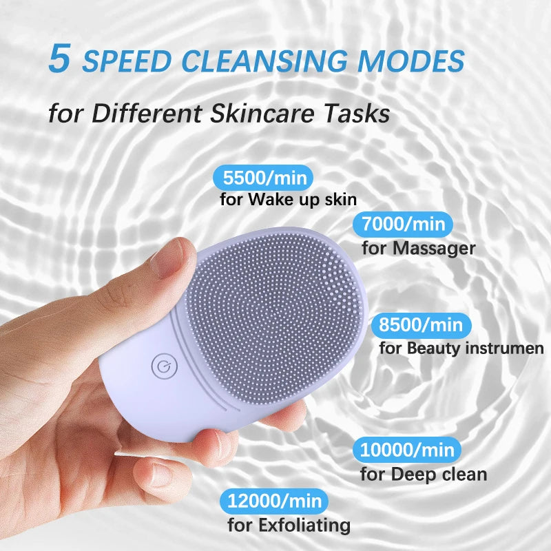 Electric Silicone Facial Cleansing Brush – Sonic Vibration for Deep Cleaning