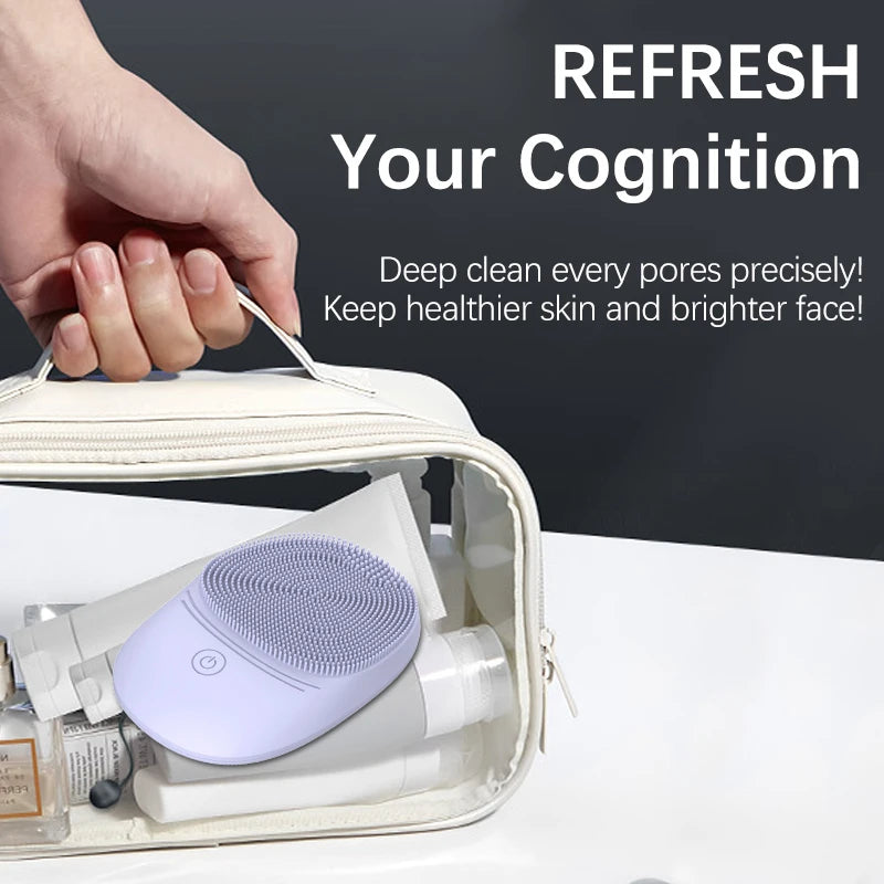 Electric Silicone Facial Cleansing Brush – Sonic Vibration for Deep Cleaning