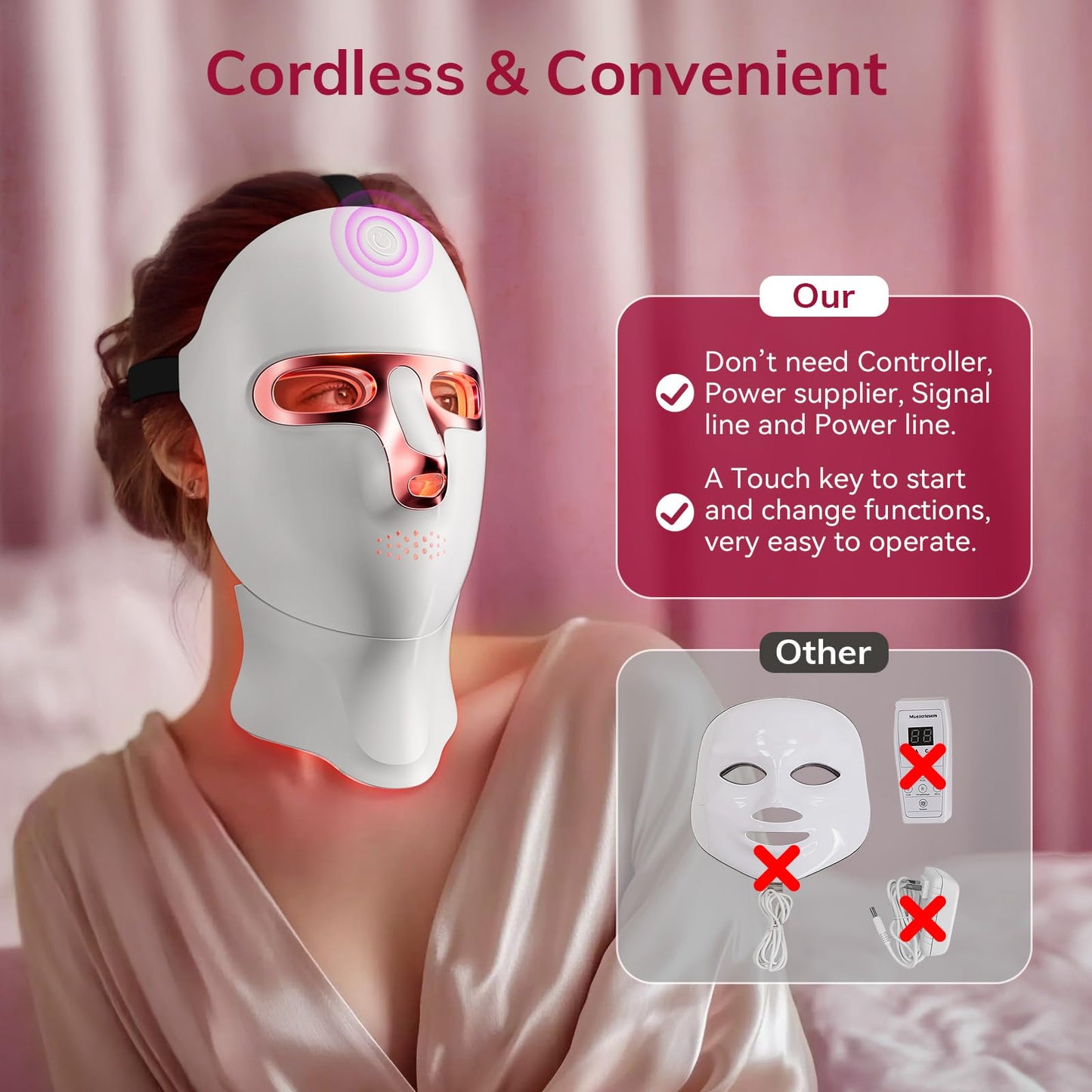 7-Color LED Light Therapy Face Mask – Red & Blue Light, Cordless & Rechargeable