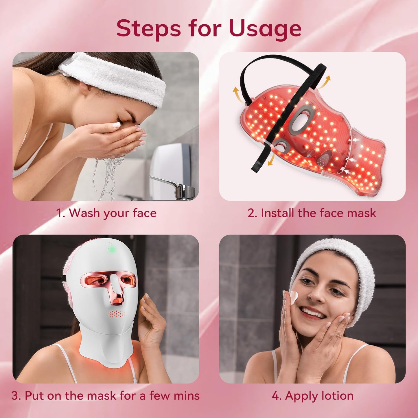 7-Color LED Light Therapy Face Mask – Red & Blue Light, Cordless & Rechargeable