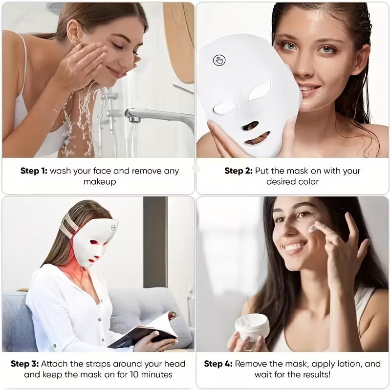 7-Color LED Light Therapy Facial Device – USB Powered At-Home Skin Care Tool