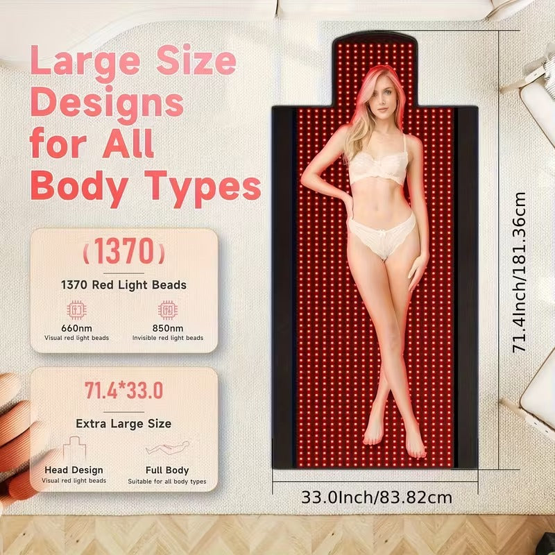 Red Light Therapy Mat 1370 LEDs – Full Body Infrared Pain Relief Pad