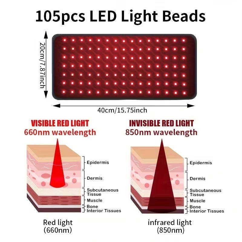 15.75" Wearable 660nm 850nm Red Light Therapy Wrap with Timer Function