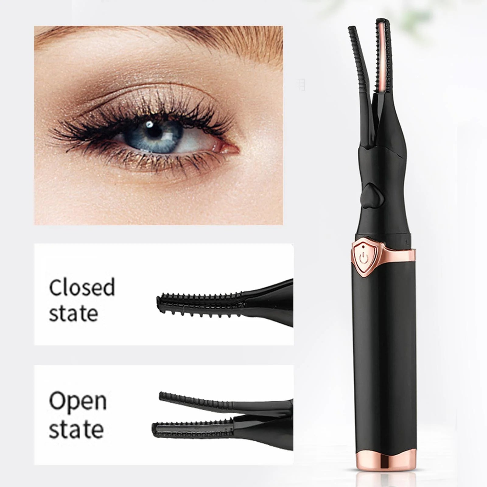 Heated Electric Eyelash Curler – USB Rechargeable, Fast Heating & 24H Long-Lasting Curl